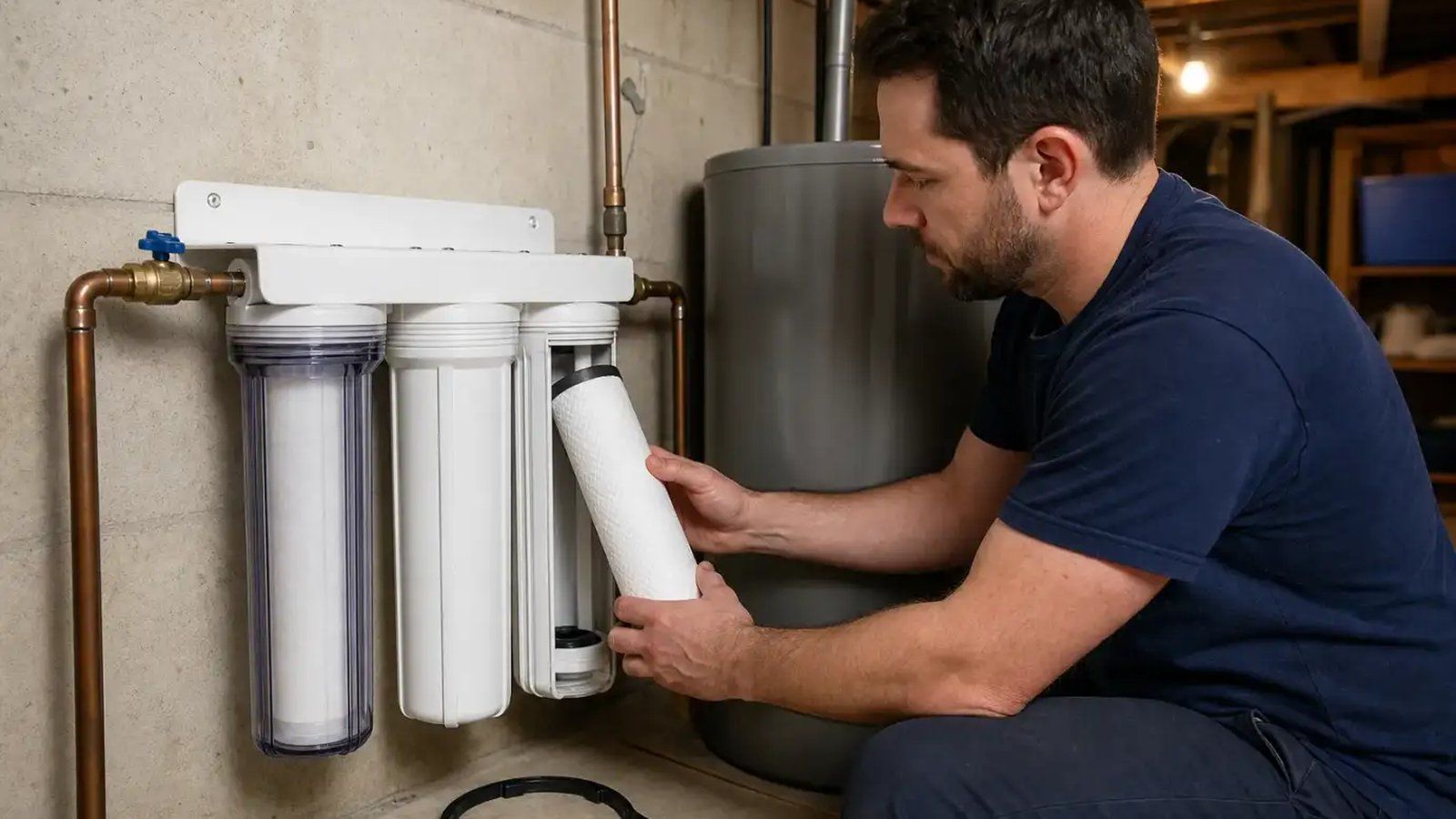 Technician servicing a water dispenser