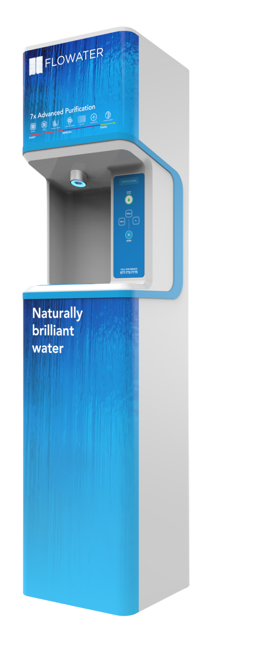 FloWater Classic purified water refill station in the classic blue finish