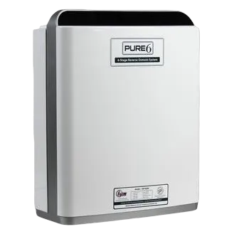 Pure6 six-stage reverse osmosis system in a white cabinet