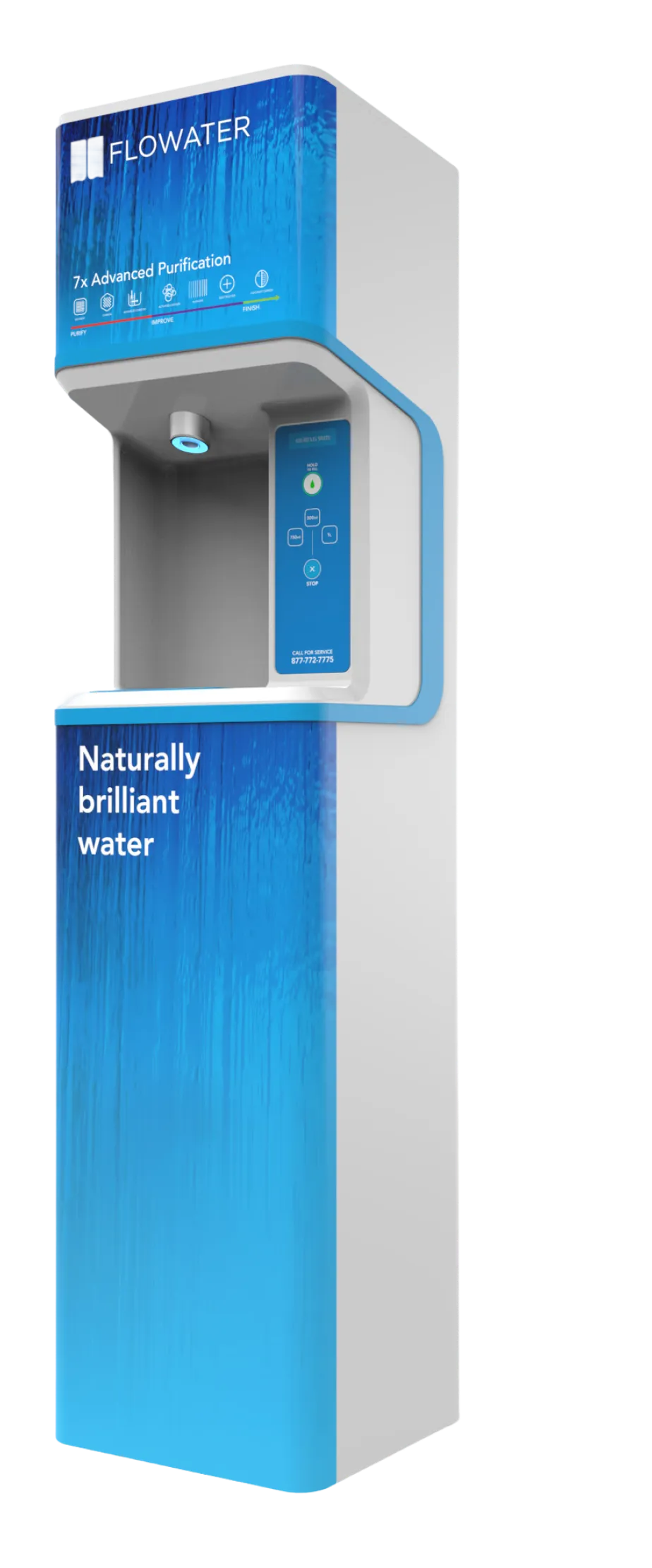 FloWater Classic purified water refill station in the classic blue finish